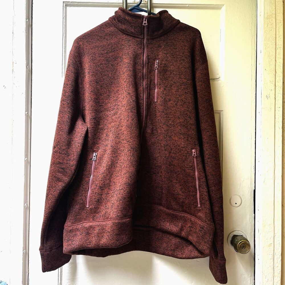 Lucky Brand Fleece Sweater XL Brown Gorpcore Zip Outdoors Cabincore Athleisure